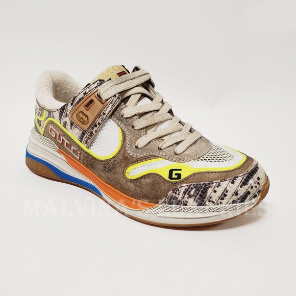 GUCCI SNEAKERS ULTRAPACE LIZARD LEATHER SHOES w LOGO sz 39.5 G 9.5 US - Picture 7 of 15